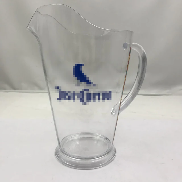 Custom 1.8L 60OZ Clear Transparent Food Grade PS Plastic Beer Jug Beer Pitcher For Bar