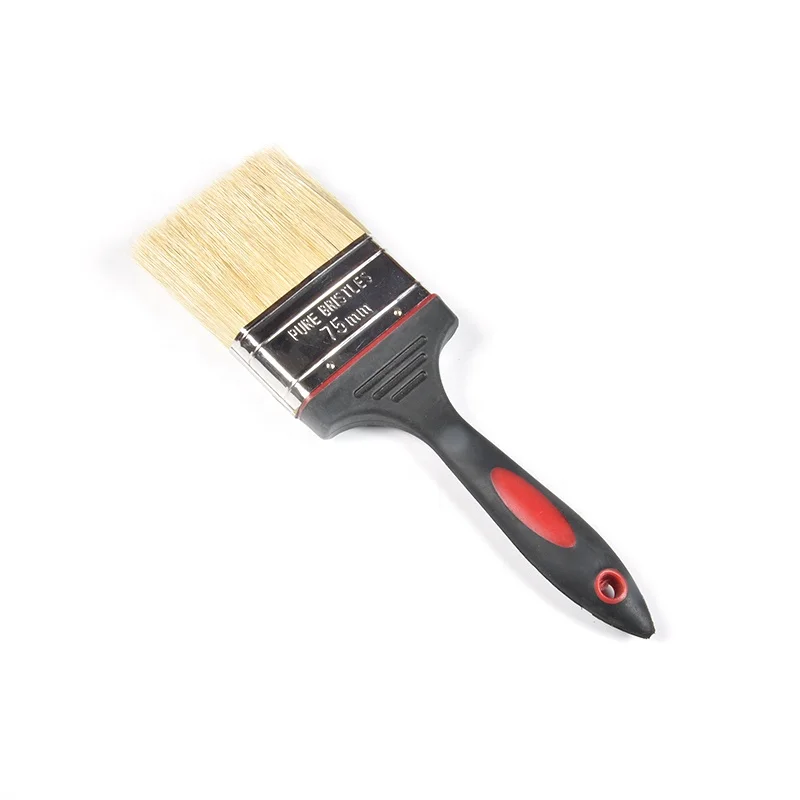 wholesale Paint Brush With long  Rubber Plastic handle white bristle filament