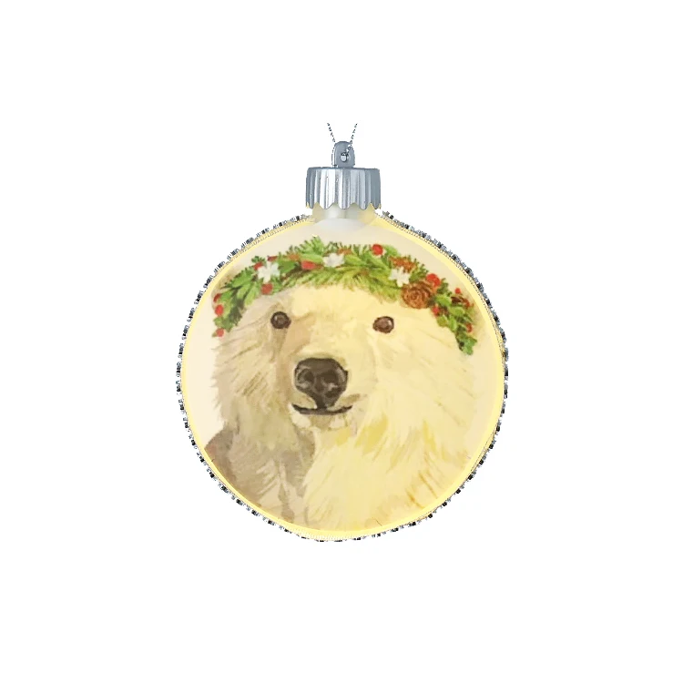 Wolf King Pattern Stage Decoration Hanging for Tree Party Supplies Ornament Christmas Lighted Flat Glass Mirror Ball