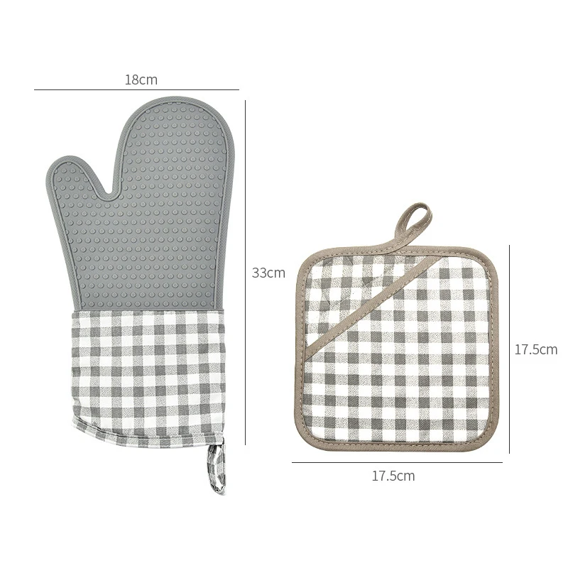 Kitchen Cooking Tools Mittens Silicone Gloves With Heat Pad And Non-Slip Microwave Oven Gloves