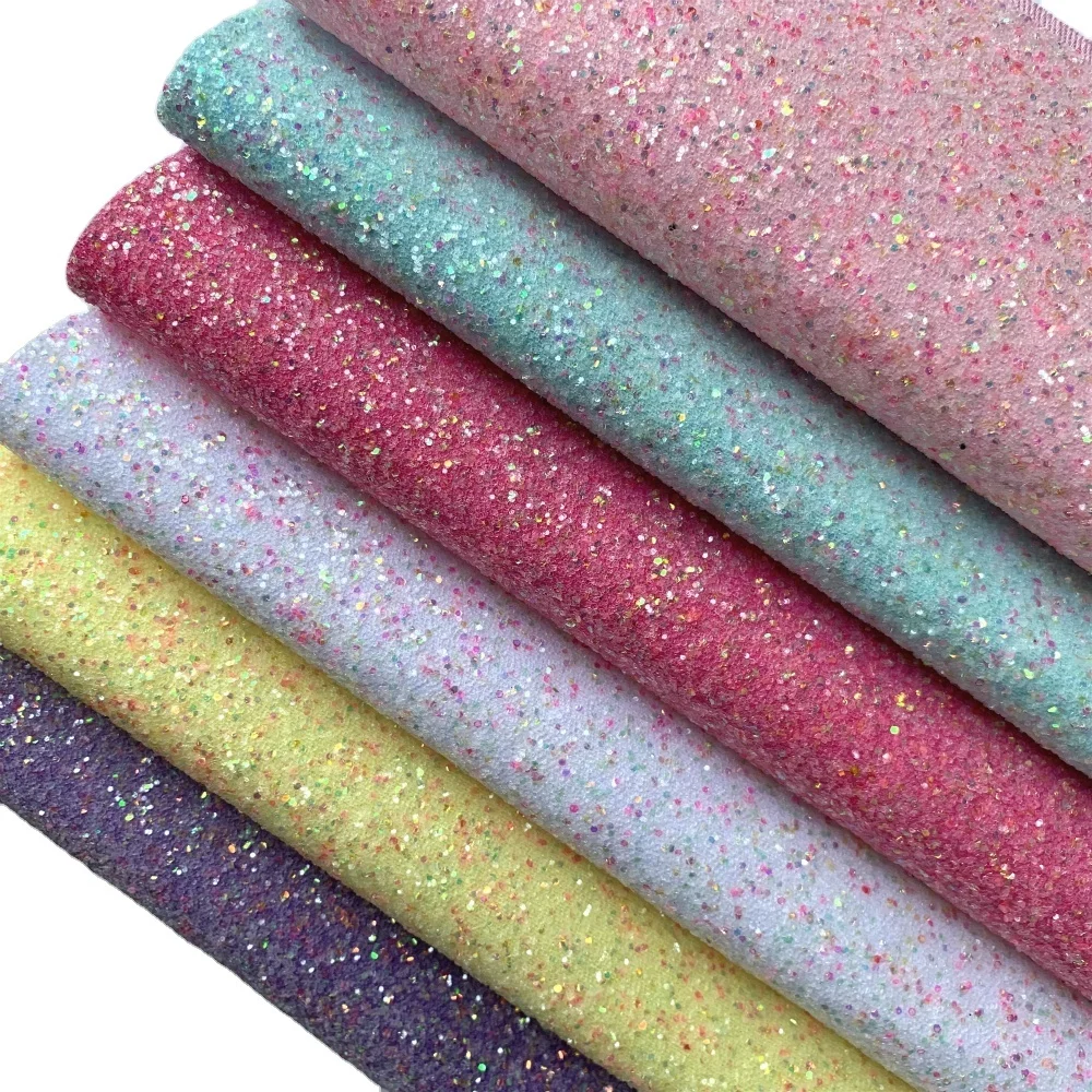 
New arrival neon chunky glitter fabric for bows 