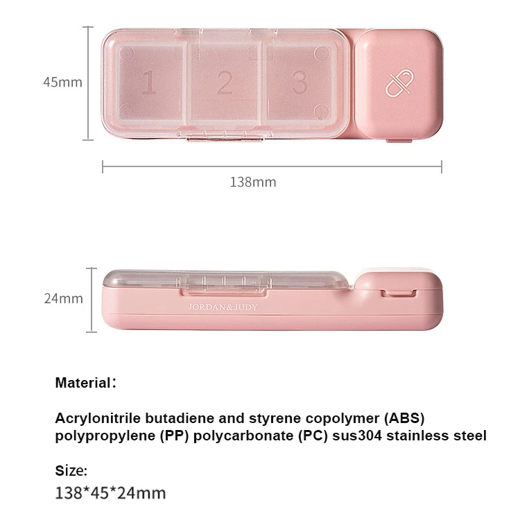 pill storage case Tablet separator with shrink blade protection - for cutting small or large pills in half pill organizer