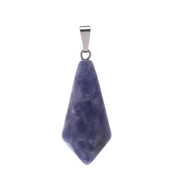 Fashion Hot Selling Natural Stone Pointy Drop Conical Pendant Malachite Cut Healing Crystal Spirit Pendulum