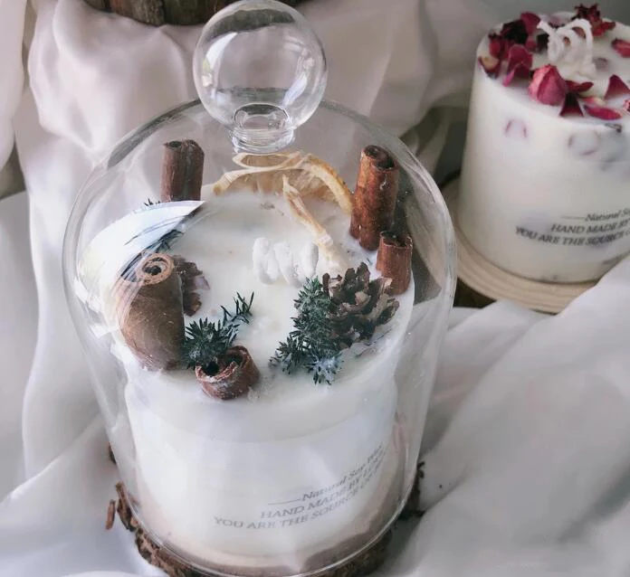 Luxury Handmade Romantic dry flower Scented Paraffin Wax Pillar candle Decoration Candles Gift Set