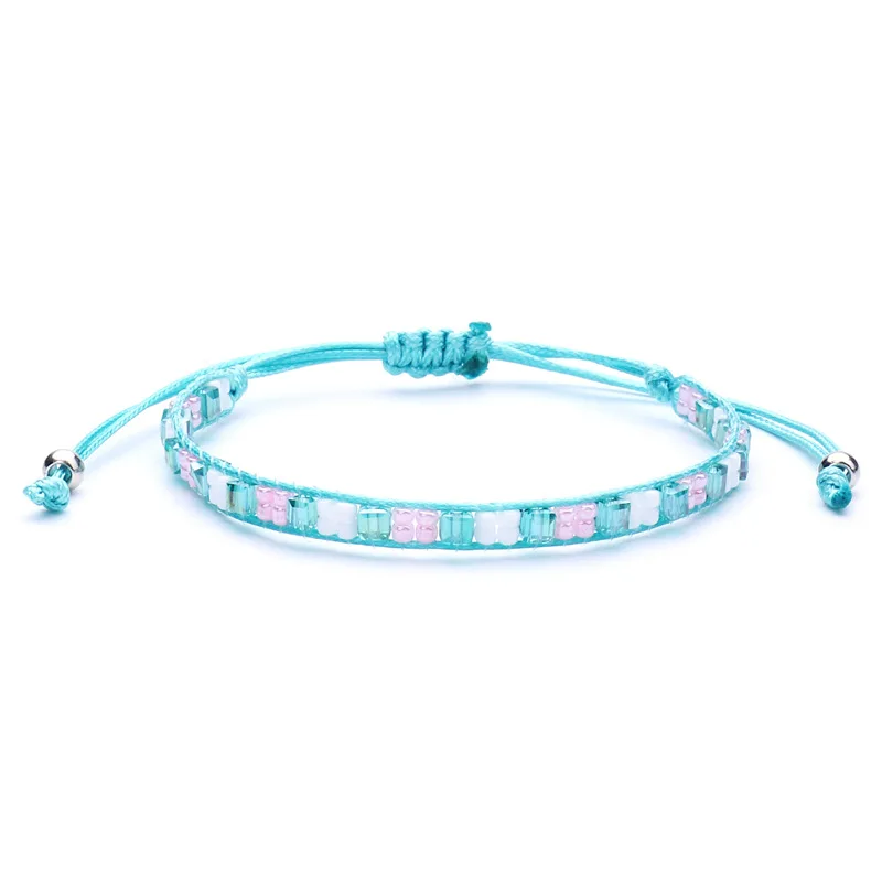 New hand-woven rice bead color wax thread waterproof bracelet Bohemian style charms for bracelets