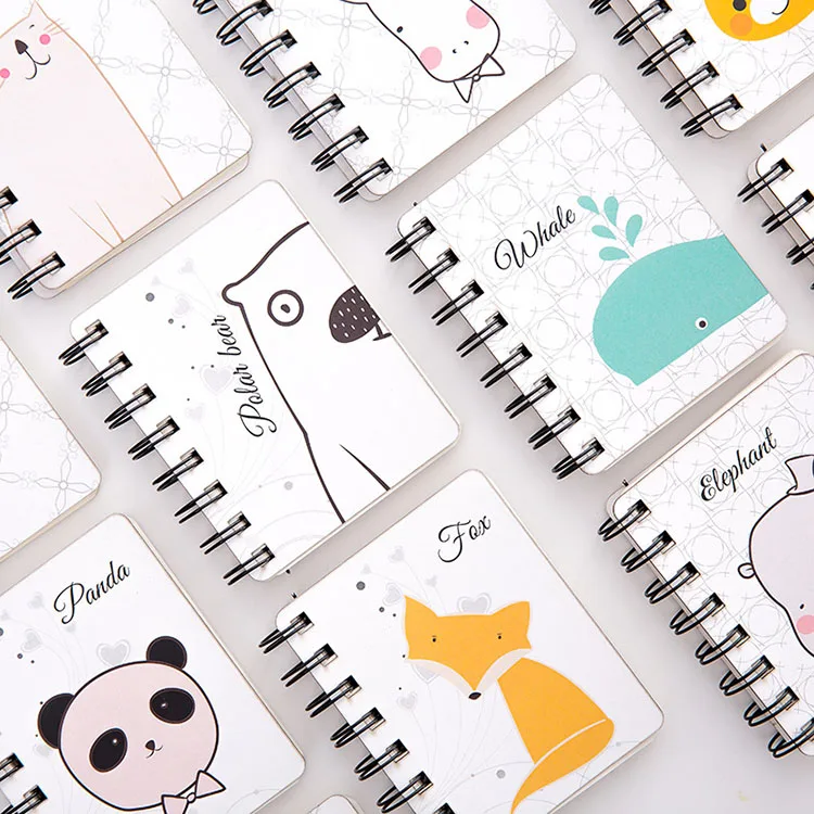 Portable mini schedule cute animal cartoon  twin ring spiral notebook