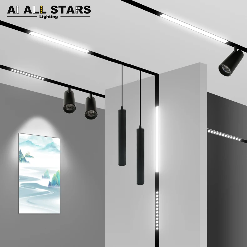 New Design Magnetic Track Light 48V LED Track Lighting System 6W 12W 18W Rail COB Spotlight No Flickering Linear Track Light