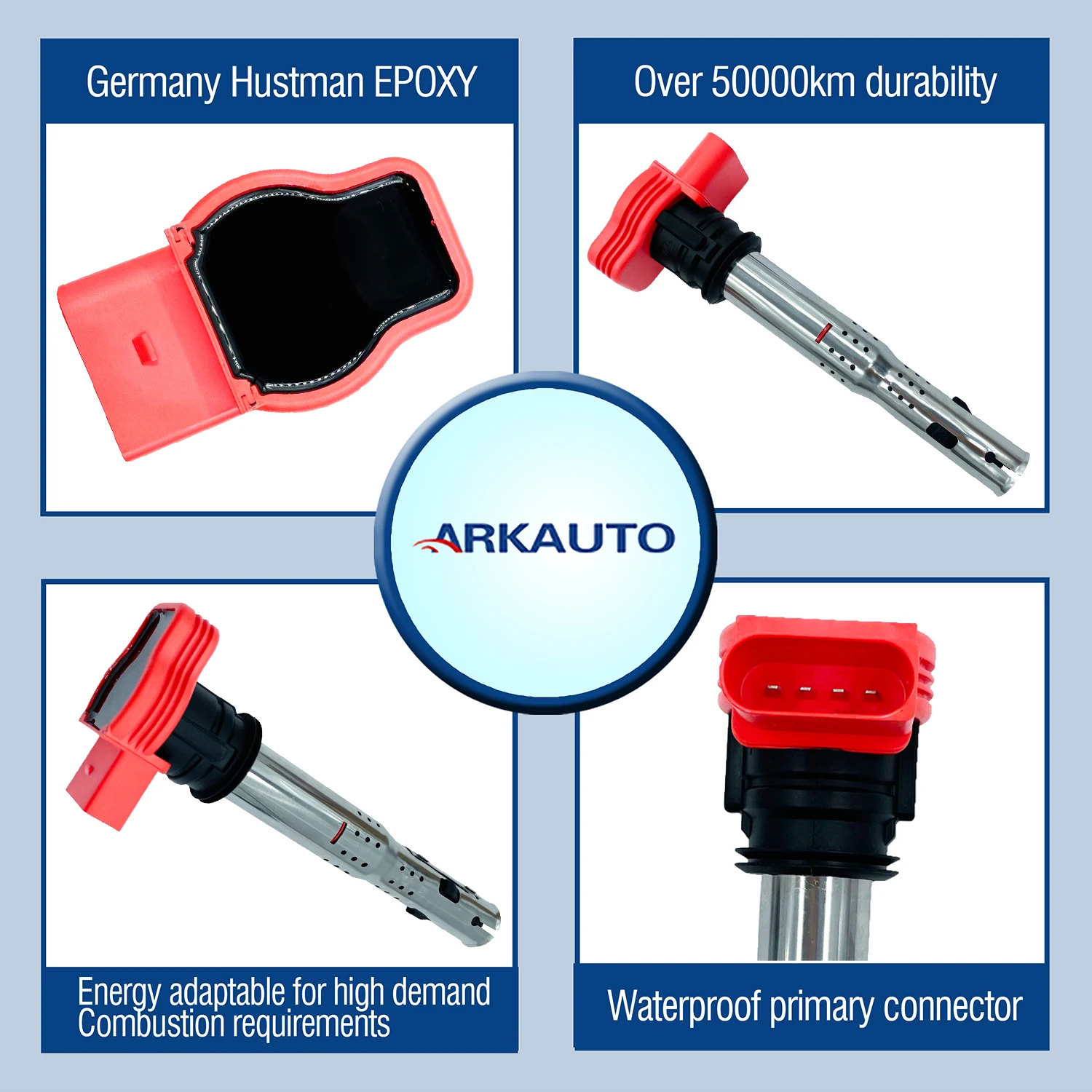 RED TOP  IGNITION COIL UF529 06E905115E FOR AUDI A6L A4L A5 A6 A7 A8L Q5 Q7 R8 S4 RS6 S6 S5 3.0T EA839 2.5 2.8 3.2 4.2 5.2