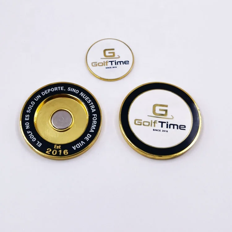 Custom gold metal white letter magnetic Golf ball marker metal poker chips