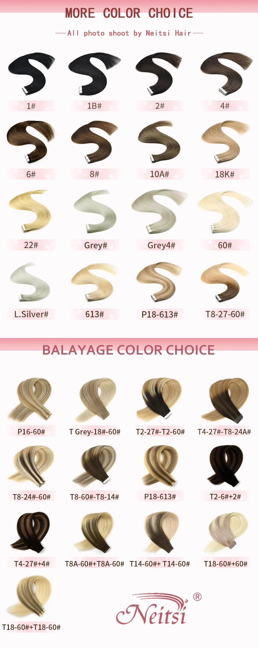 Neitsi Tape in Human Hair Weft Extension Straight  Blonde Invisible Seamless Skin Weft Adhesive Glue On For Salon Hair