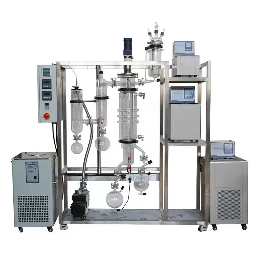 lab scale 10L Short Path Wiped Film Vacuum Distillation  unit molecular distillation machine for absolute oil extraction