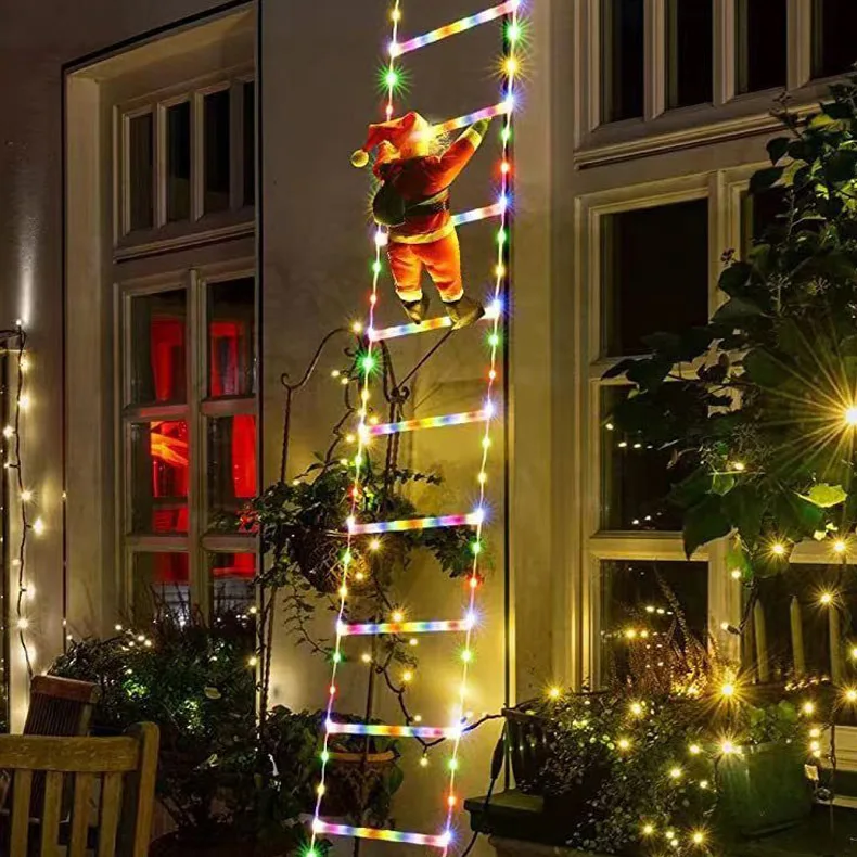 Outdoor Christmas Decoration Light Christmas Ladder Light With Santa Claus For Window Wall Xmas Tree