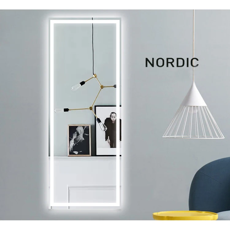 wholesale wall luxury home decor bathroom large full length hanging floor salon mounted smart touch swittch led mirror miroir