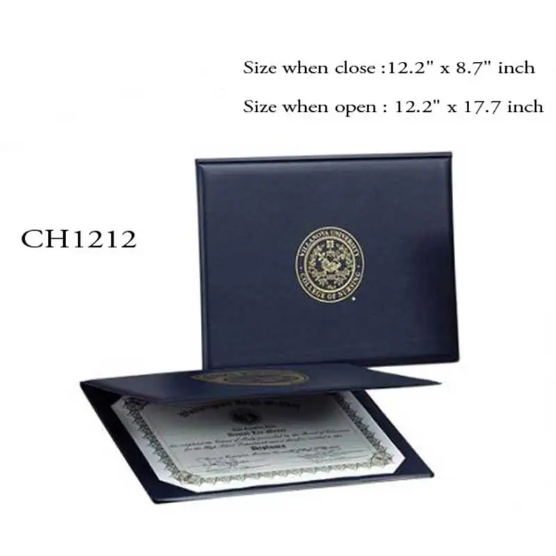 Wholesale Custom PU portfolio Leather Folder A5 A4 Graduation Diploma Degree Certificate Cover  certificate scroll holder
