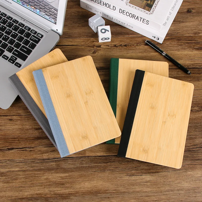 Wholesale Sublimation Blank 100 Sheet Notebooks Bamboo Pattern Pu Leather Notebook Journal Customizable Logo