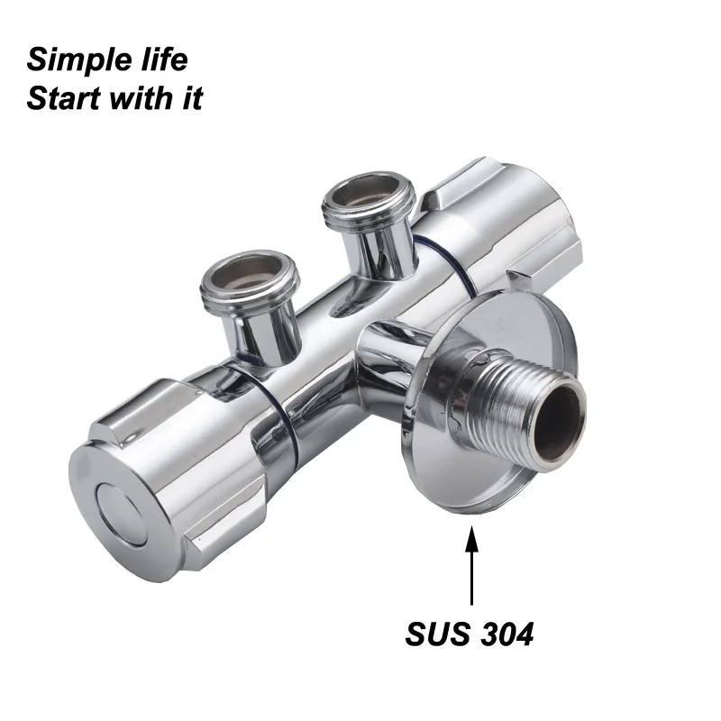 Modern Factory Wholesale 1 In 2 Outlet Two Way Brass Angle Valve Shower Mixer Valve Globe Angle Valve