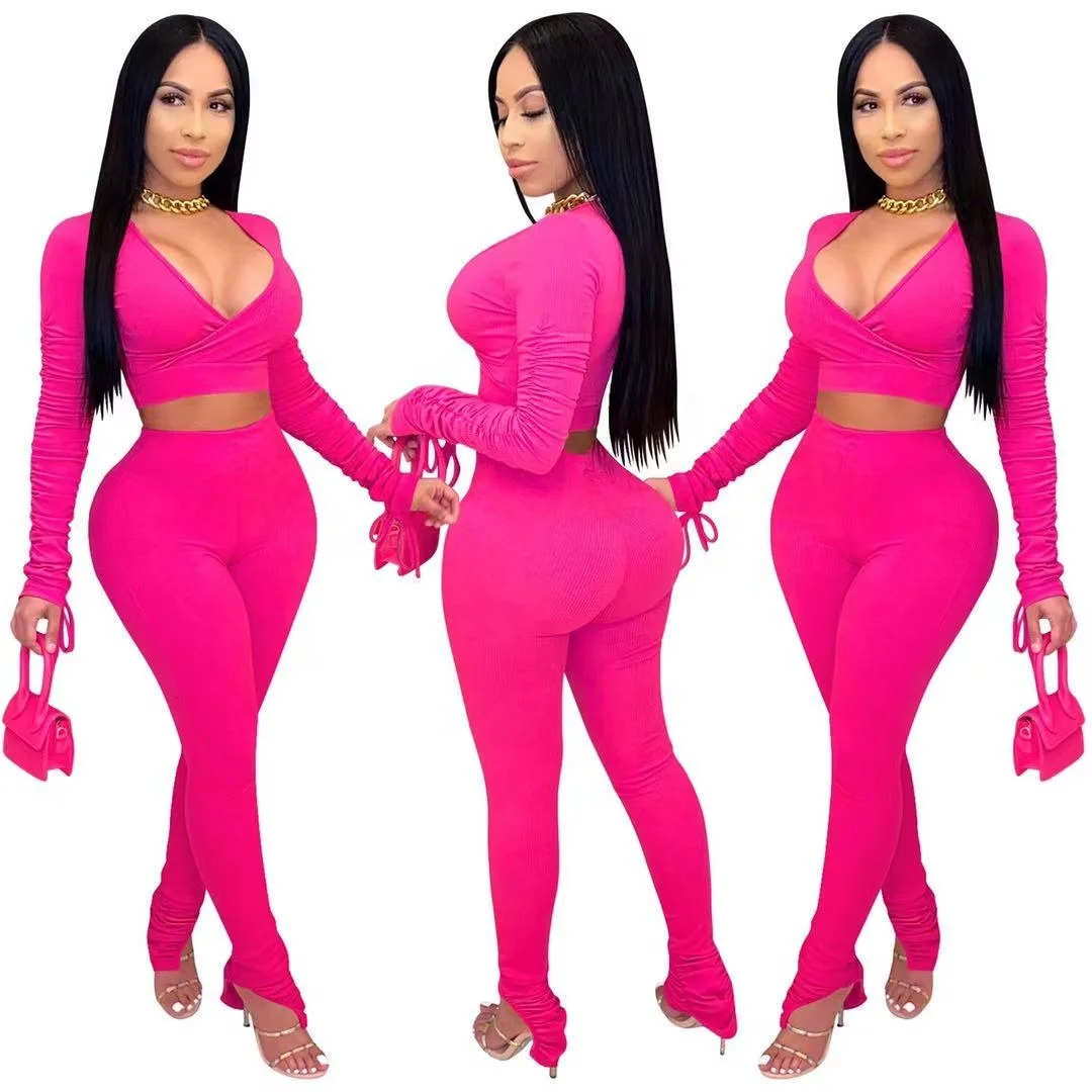 2022 модные облегающие спортивные комплекты на заказ с длинными рукавами, весенние Сексуальные облегающие костюмы для отдыха из двух предметов, женские костюмы