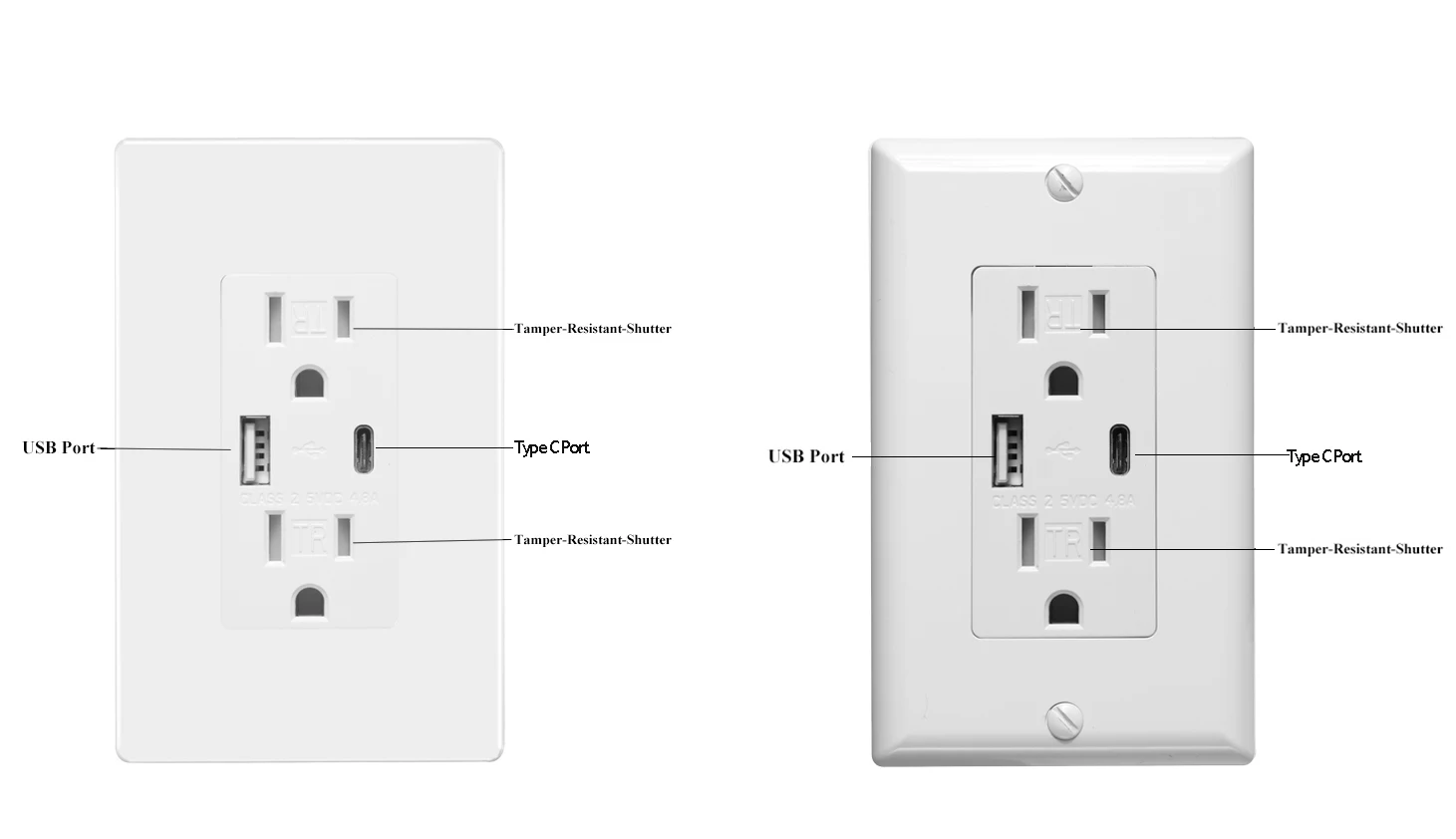 
4.8A Type C Wall socket outlet usb wall usb outlet socket us electric outlet American standard universal new design 