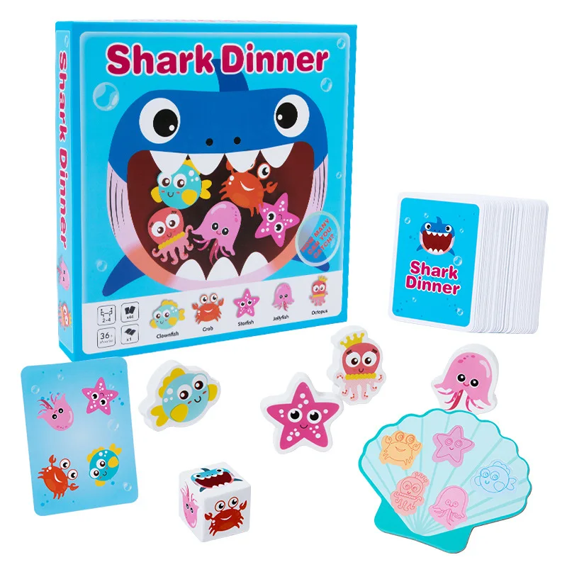 New Products Children Wooden Educational Toy Toddler Chopsticks Learning Shark Dinner Game Sea Fish Cognitive Kids Wooden Toys