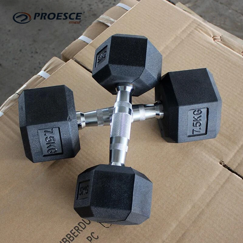fitness & body building sport gym equipment Rubber coated Hex Dumbbell sets