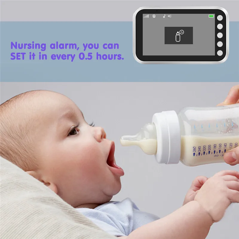 ABM100 4.3 Inch LCD Display Night Vision Wireless Baby Monitor Camera 2 Way Audio Temperature Monitor Video Baby Camera