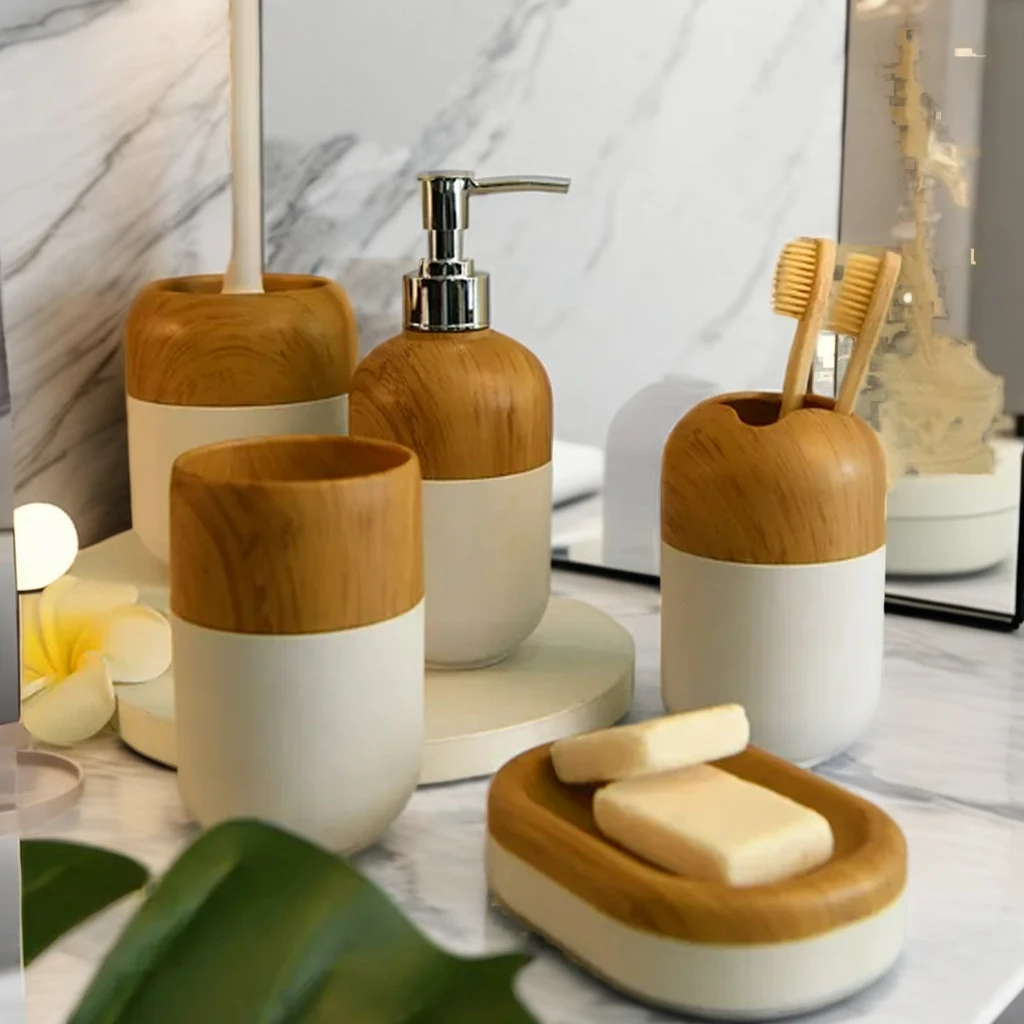 ASPIRE Modern Design 5-pcs Plastic Bathroom Accessory Set New Bathroom Sets