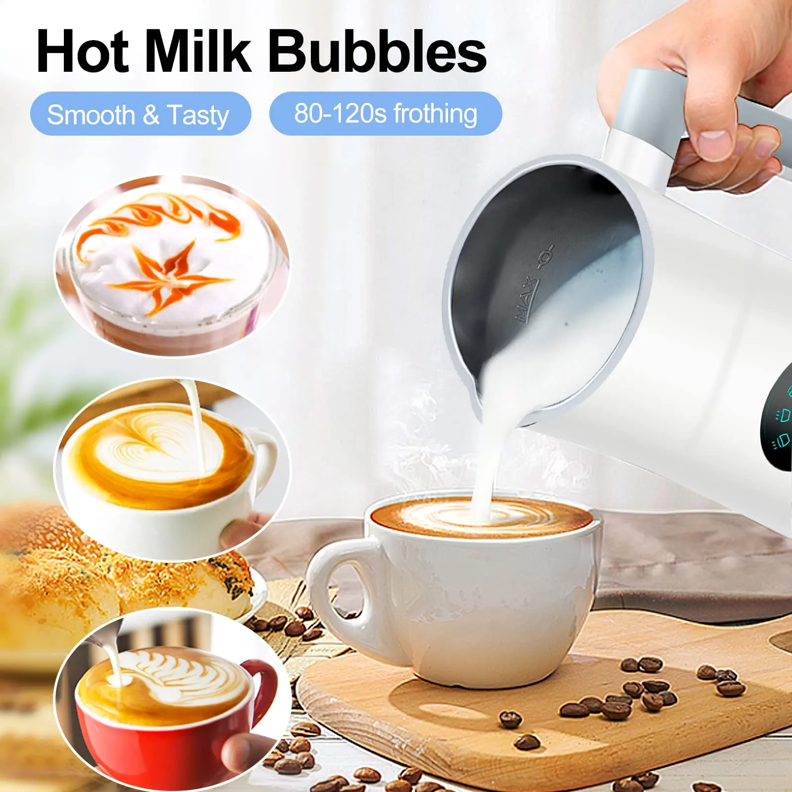 Automatic Milk Frother Electrical  Milk Steamer  Hot  Hot Chocolate