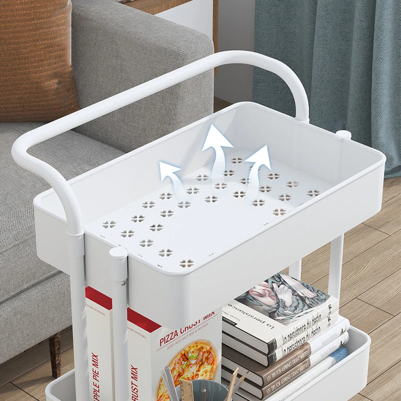 Practical 3-Tier Mobile Storage Rack New Designed Metal Makeup Cosmetic Organizer Trolley Sundry Utility Storage Cart New