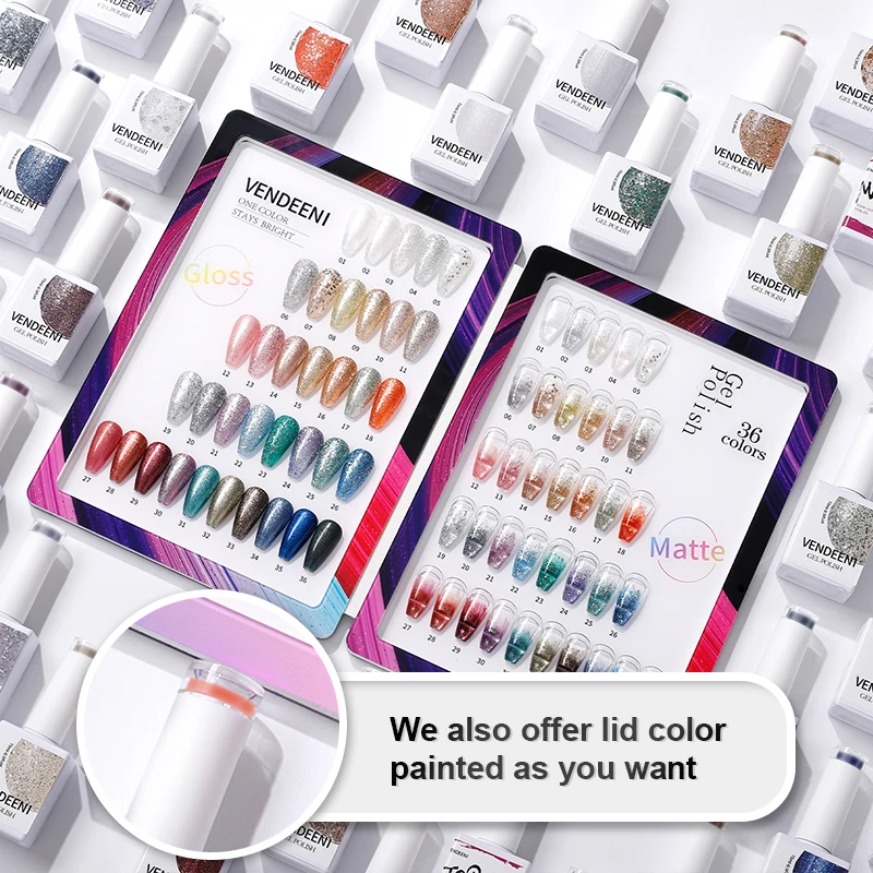 Блестящий эмалевый набор Vendeeni стойкий салонный Платиновый гель с матовым блестящим топом гелевое Базовое покрытие