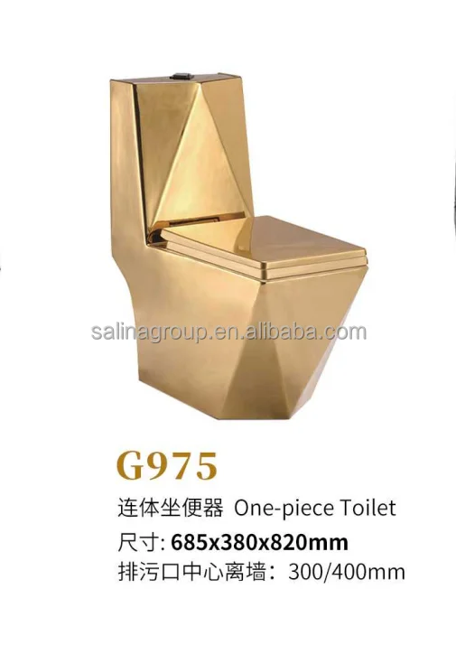 2023 Unique Electroplating Design Integrated Ceramic Toilet Bathroom Luxury Toilet Set