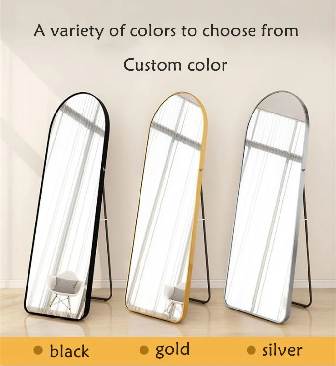 Custom Luxury Big Large Gold Metal Framed Arched Lenging Dressing Full Length Long Standing Floor mirror miroir spiegel espejo