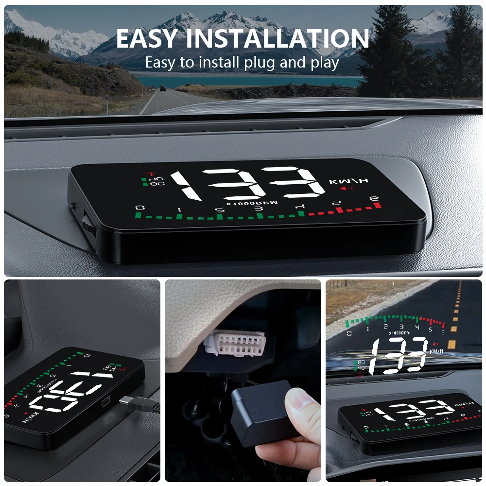 Speeding Alarm Windshield Projector Lcd Speedometer Digital Hud Car Head Up Display Obd Meter For Car