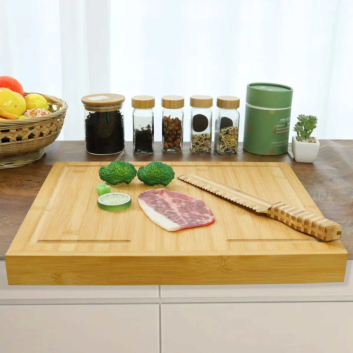 Большая многофункциональная кухонная бамбуковая разделочная