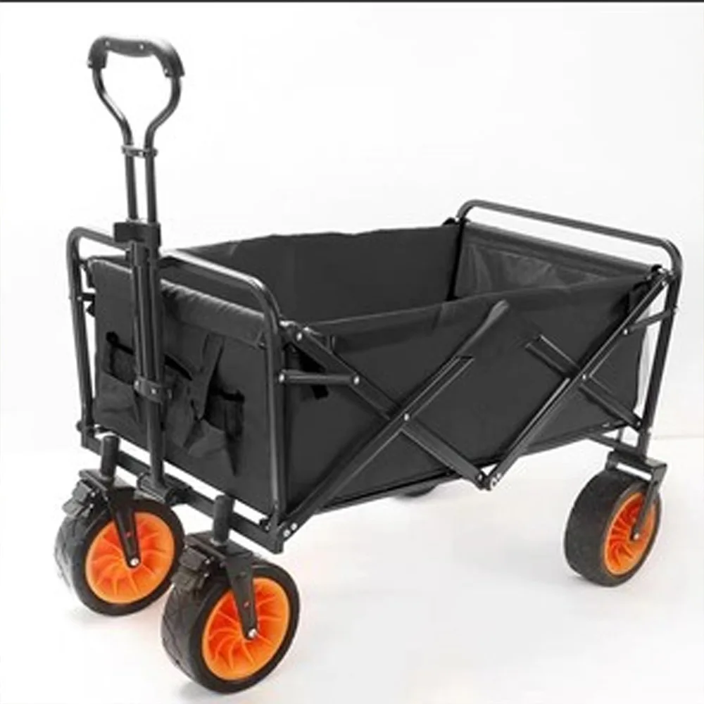 Collapsible Outdoor Folding Portable Lightweight Utility Adjustable Rolling Cart All Terrain Sports Beach Camping Wago