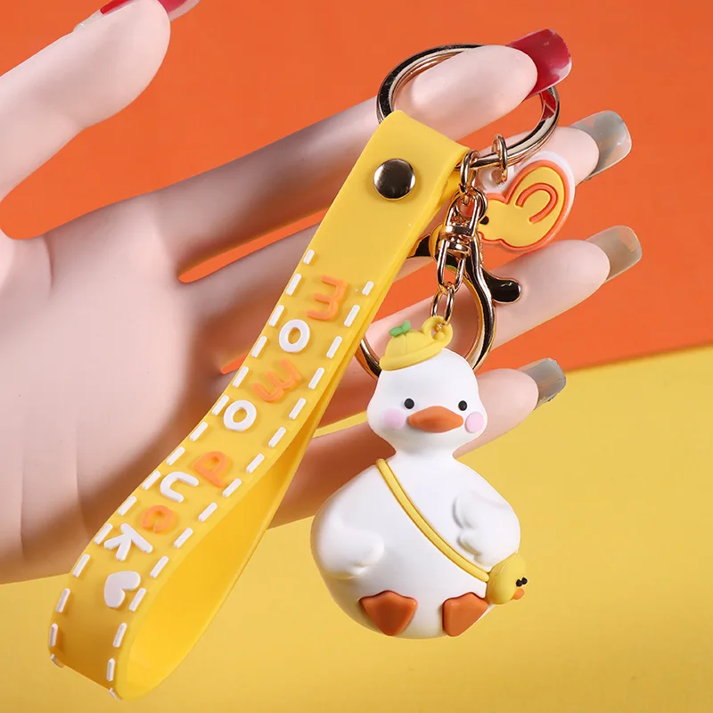 2023 hot sales rubber key ring high quality 3D duck soft PVC  key chain