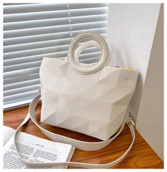 S1146# fashion geometric argyle pattern crossbody bags with acrylic chain ladies round handle handbags for women sling bags