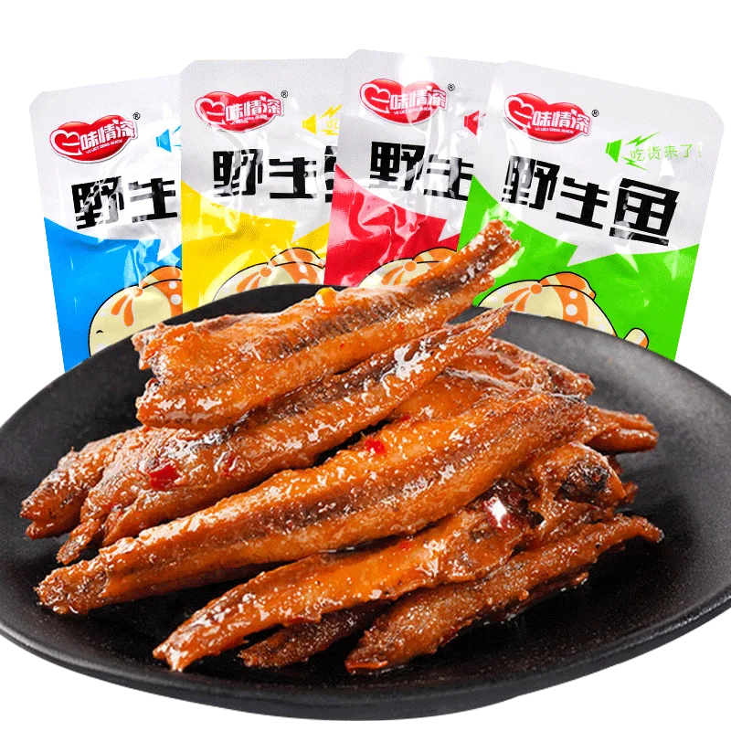 
Sales children spicy seafood small fish dried diet Asian snacks 