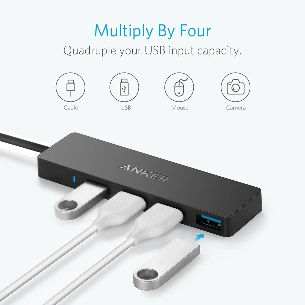 Anker 4-Port USB 3 0 Ультратонкий концентратор данных для Macbook Mac