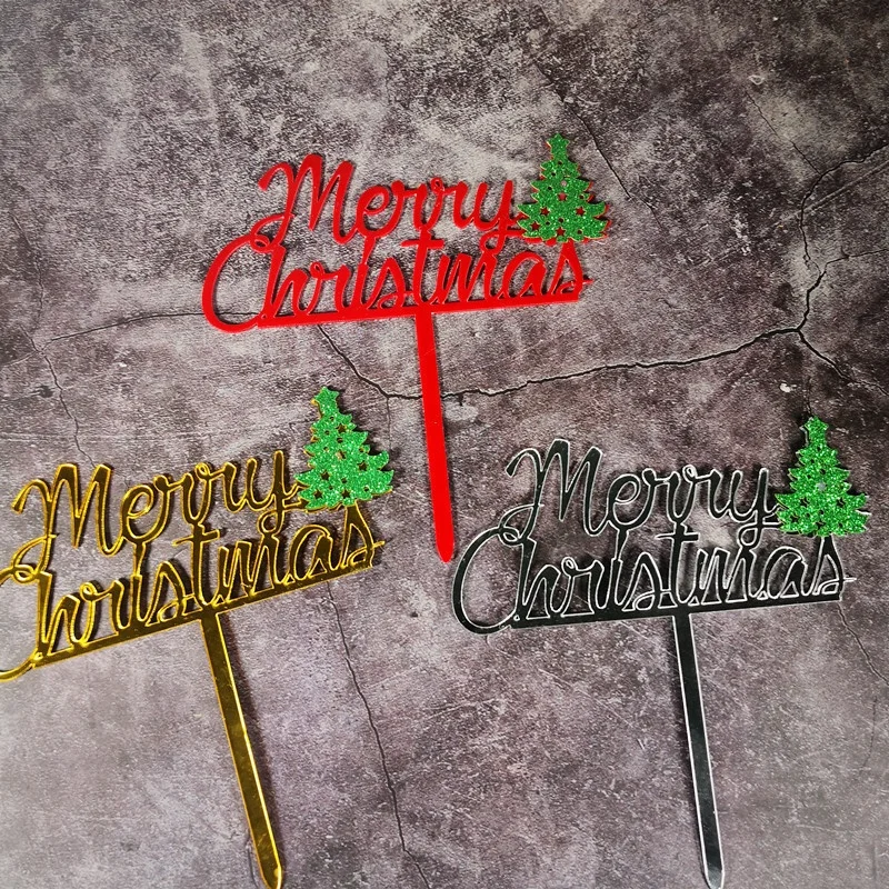 Christmas cake decoration merry christmas acrylic custom cake topper
