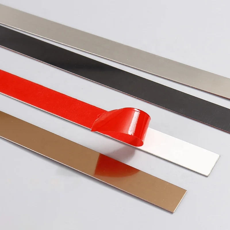 Stainless Steel Self Adhesive Band Ceramic Tile Gap Edge Corner Flat Strips Self Adhesive Decorative Flat Strip For Ceiling Tile