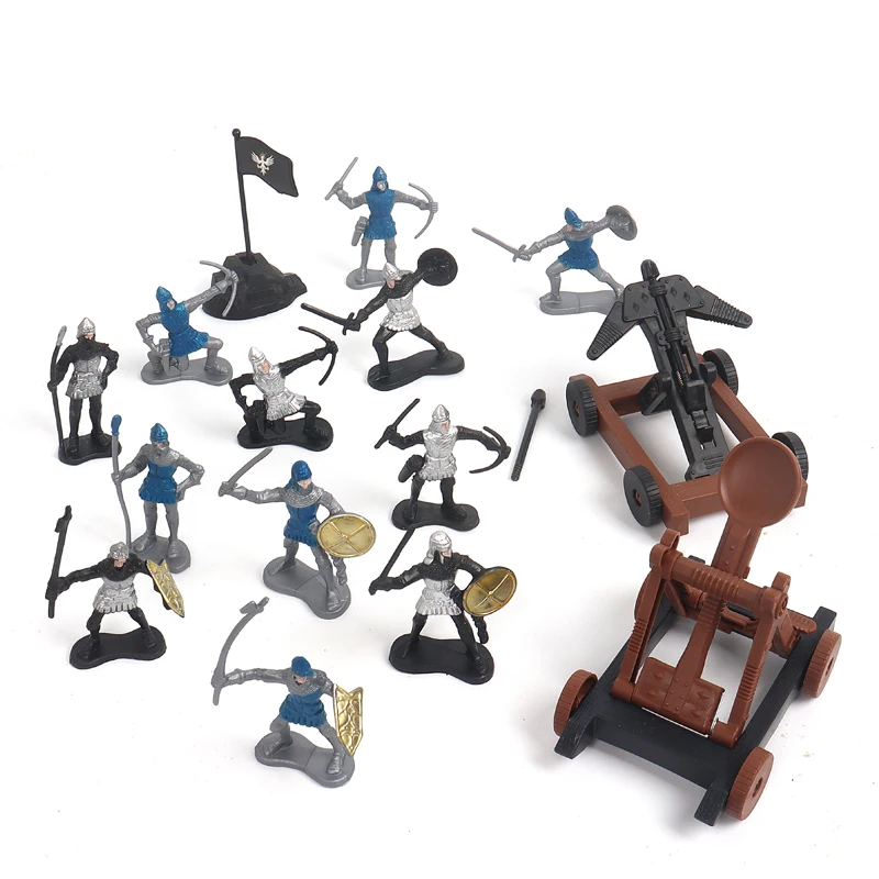 Ancient cavalry suit 16-18PCS 5.5-8.5cm scale PE 2 colours Ancient Soldiers and Troops Vehicle Set for play kids 8+