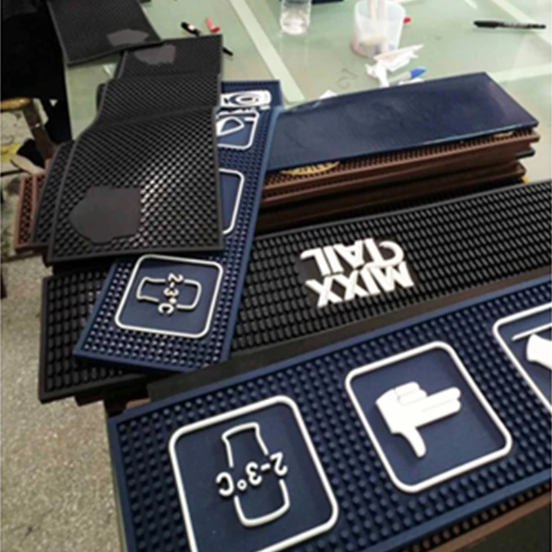 Promotion Advertising customized Logo Color Bar Mat  PVC Soft Rubber Bar Mat Beer Mats
