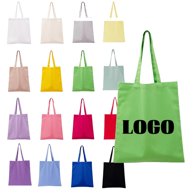 Wholesale customised 100 plain white green  colour large canvas tote shoulder gift bag black for printing with logo