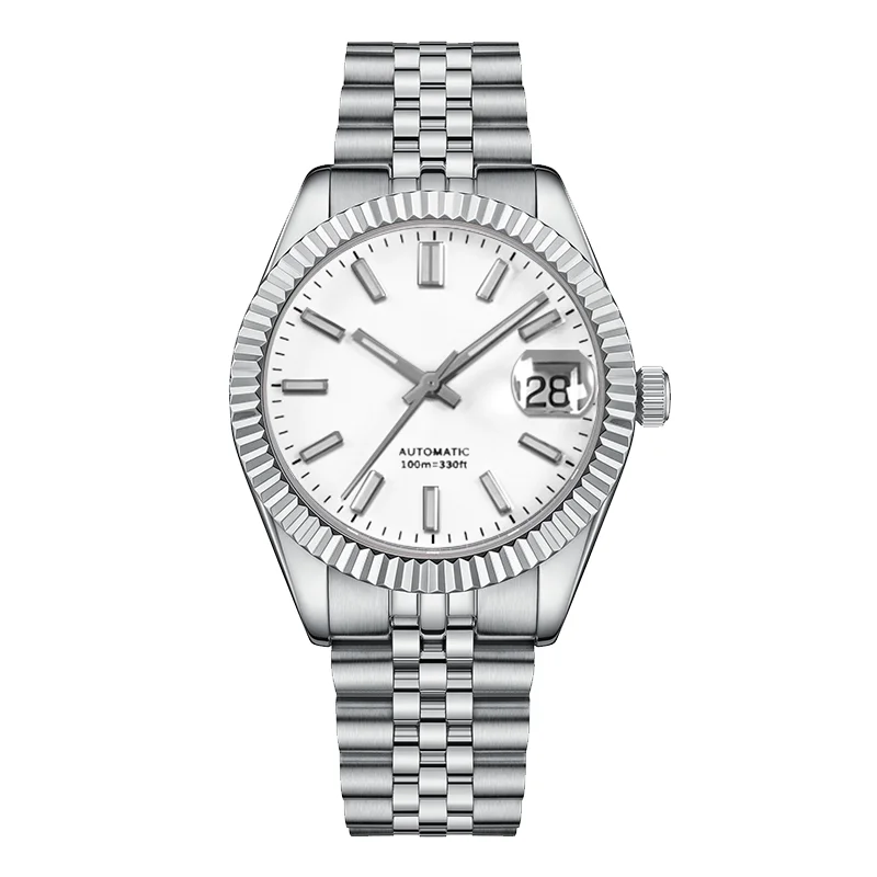 Wholesale Luxury Diving Luminous Calendar Auto Date Relojes De Alta Gama White Dive Watch Steel