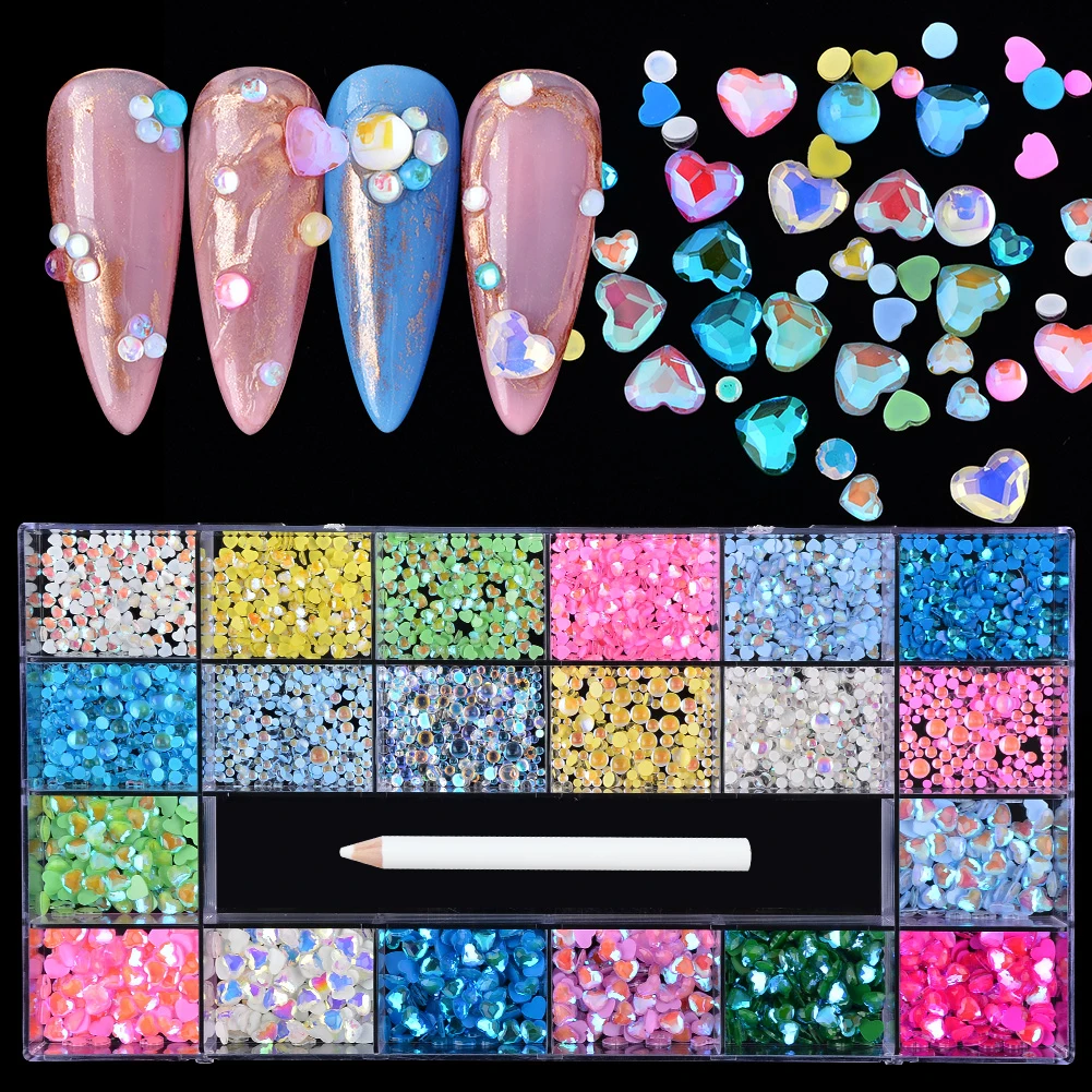 Finger False Nails Opal Crystal Rhinestone Box Set For Nail Art Charm
