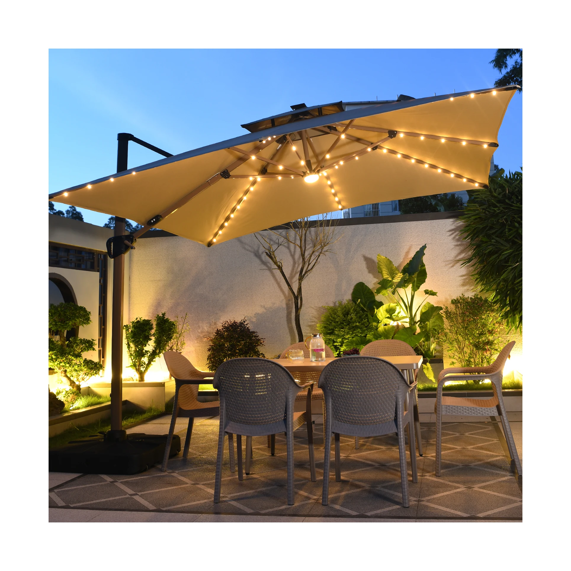 [ZUOAN IMPRESSIVE]Outdoor Parasol Hot Selling Furniture Solar Power Led Resell Low Factory Cost 250G Cloth Fabric