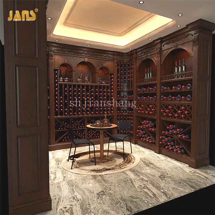 Manufacturer custom wooden five floors multi-layer  wine shelves wine rack for wine cellar