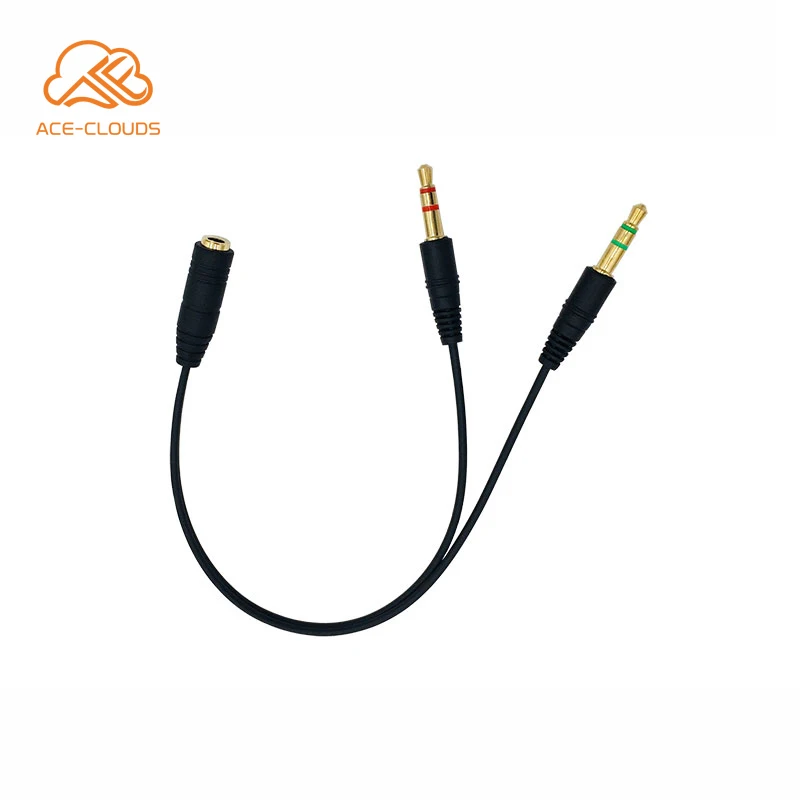 3.5mm Jack Adapter CTIA - Y Splitter Audio Cable with Separate Microphone and Headphone Connector for PC PS4 Gaming Headset