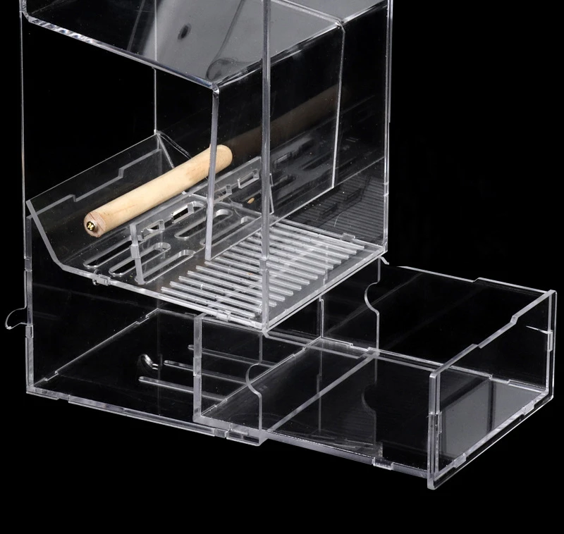 2021 Hot sales transparent Automatic feeding Bird Feeder Acrylic Cage pigeon feeding box parrot feeder