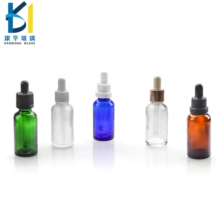 Wholesale 50ml 30ml Essential Oil Glass Dropper Bottle Refill Boston Round Pipette Bottle with White Childproof Dropper